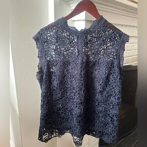 XL Nanette Lepore Navy Blue Lace Blouse